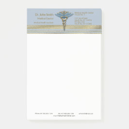 Imitate Gold Foil Streifen Light Blue Caduceus Med Post-it Klebezettel