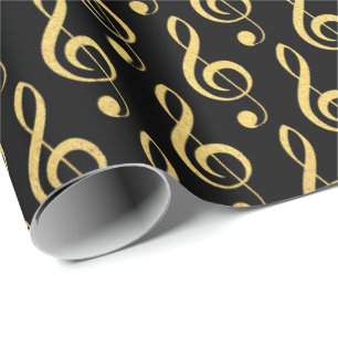 Imitate Gold Foil Treble Clef Musical Wrapping Pap Geschenkpapier