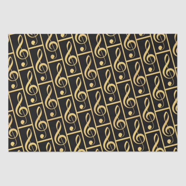 Imitate Gold Foil Treble Clef Musical Wrapping Pap Seidenpapier (Vorderseite)