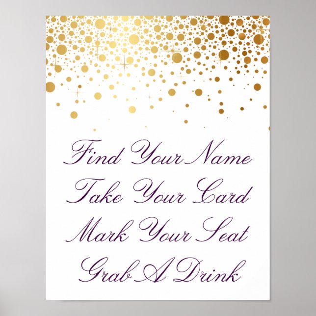 Imitate Gold Foil Wedding Poster | Benutzerdefinie (Vorne)