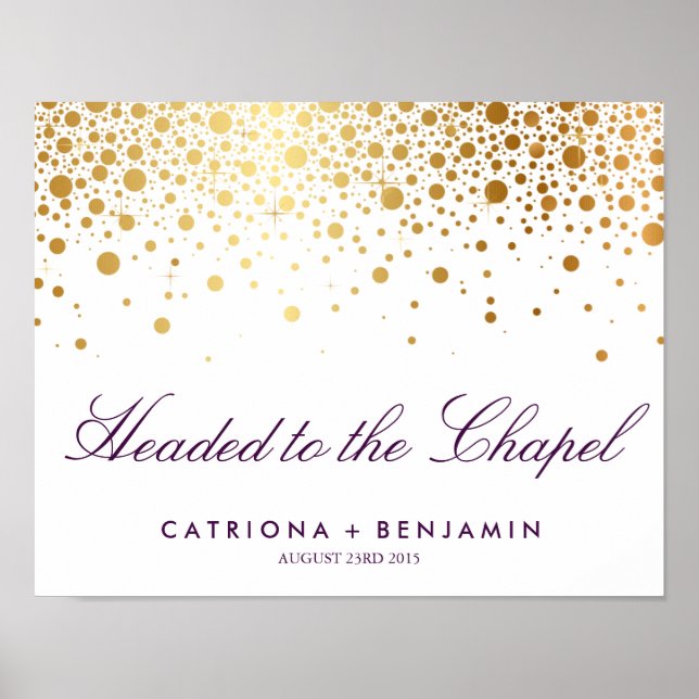 Imitate Gold Foil Wedding Poster | Benutzerdefinie (Vorne)