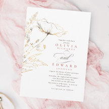 Imitate Gold Foil Wildblumen Dusty Pink Hochzeit