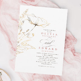 Imitate Gold Foil Wildblumen Dusty Pink Hochzeit Einladung