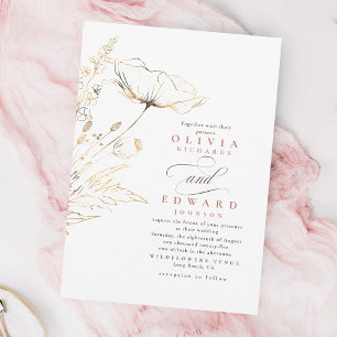 Imitate Gold Foil Wildblumen Dusty Pink Hochzeit Einladung