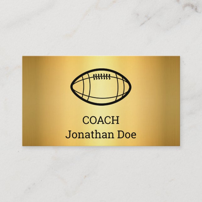 Imitate Gold Football Coach Business Card Visitenkarte (Vorderseite)