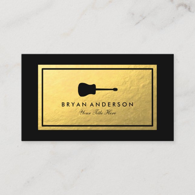 Imitate Gold Fossil - Guitar Business Card Visitenkarte (Vorderseite)
