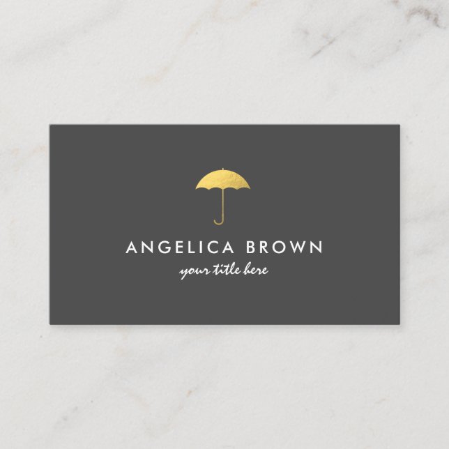 Imitate Gold Fossil Umbrella Business Card Visitenkarte (Vorderseite)