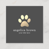 Imitate Gold Fow Paw Print Square Business Card