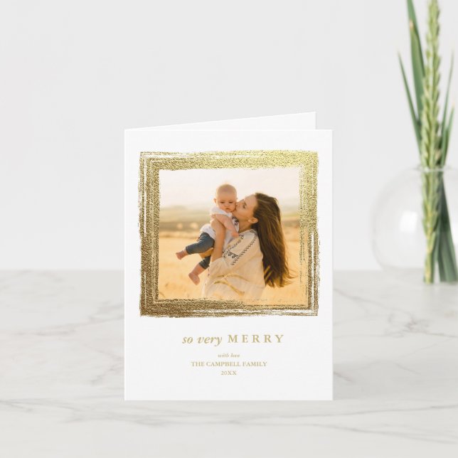 Imitate Gold Frame Feiertage Weihnachten Foto Weiß Karte (Vorderseite)