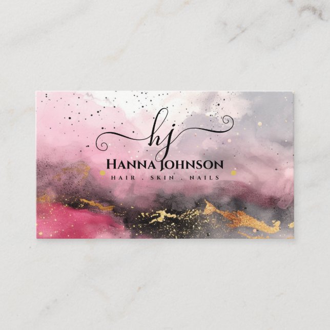 Imitate Gold Gitter Monogram Visitenkarte (Vorderseite)