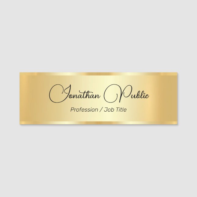 Imitate Gold Glamour Typografie Skriptname Benutze Namensschild (Vorderseite)