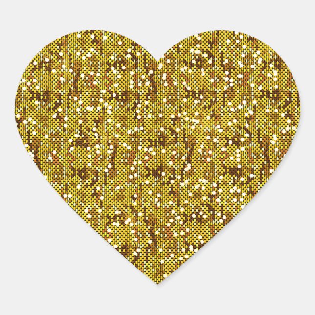 Imitate Gold Glittery Sequin Confetti Herz-Aufkleber (Vorderseite)