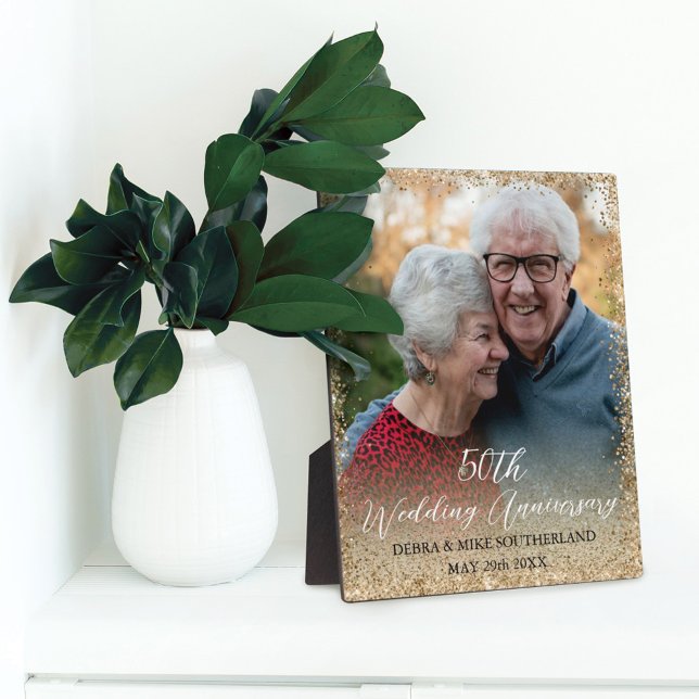 Imitate Gold Glitzer 50. Hochzeitstag Foto Fotoplatte (Von Creator hochgeladen)