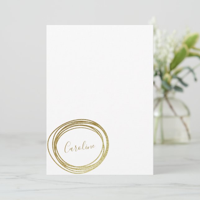 Imitate Gold Glitzer Abstrakt Circle Script Name Mitteilungskarte (Stehend Vorderseite)