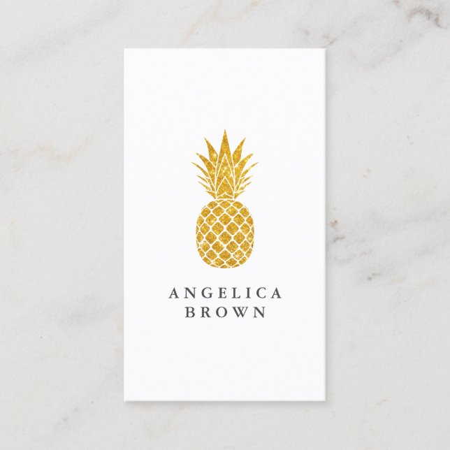 Imitate Gold Glitzer Ananas Business Card Visitenkarte (Vorderseite)