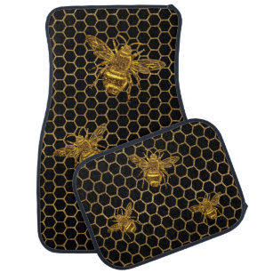 Imitate Gold Glitzer Bees Gold Hexagon Beehive Autofußmatte