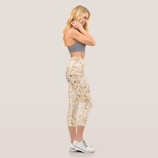 Imitate Gold Glitzer Capri Leggings