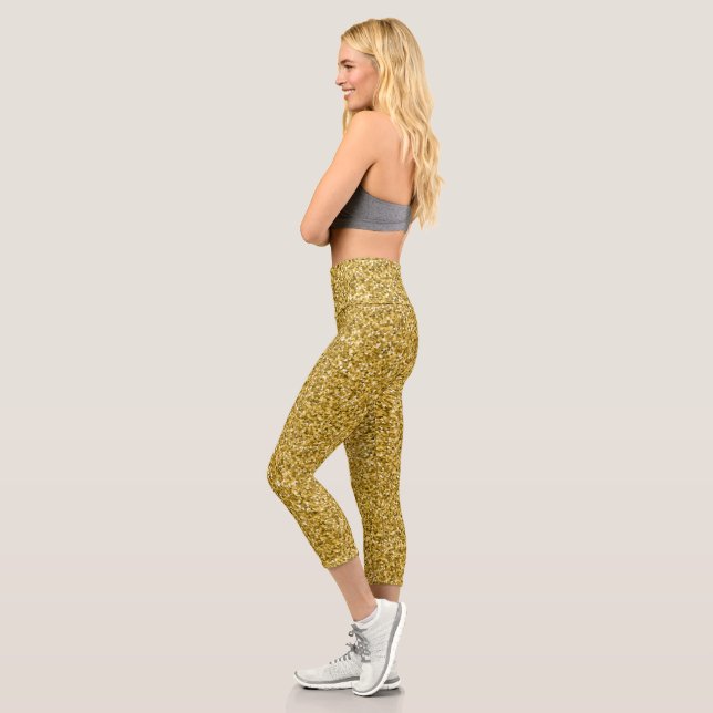 Imitate Gold Glitzer Capri Leggings (Links)