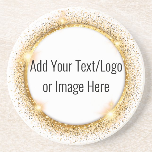 Imitate Gold Glitzer Circle Frame Sandstone Unters Getränkeuntersetzer (Vorne)