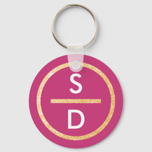 Imitate Gold Glitzer Cirtical Monogram auf Pink Schlüsselanhänger