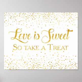 Imitate Gold Glitzer Confetti Hochzeit Dessert Sig Poster