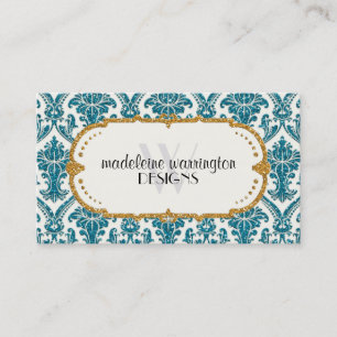 Imitate Gold Glitzer Damask Blumenmuster Business Visitenkarte