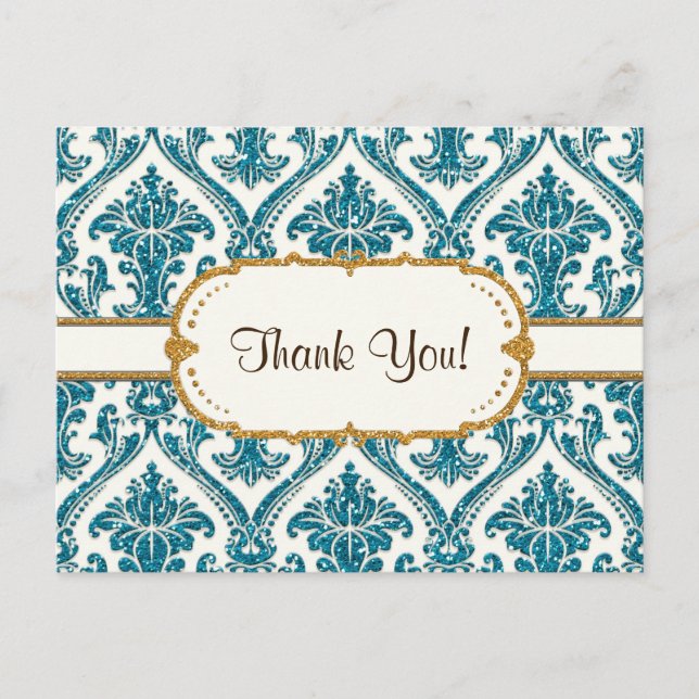 Imitate Gold Glitzer Damask Blumenmuster-Papier Postkarte (Vorderseite)
