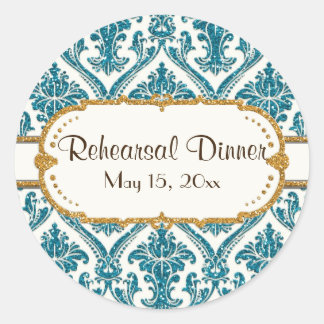 Imitate Gold Glitzer Damask Blumenmuster-Papier Runder Aufkleber