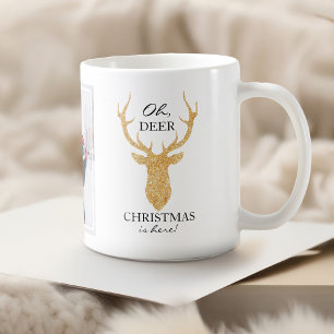 Imitate Gold Glitzer Deer Oh Dee Weihnachten ist h Kaffeetasse
