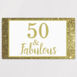 Imitate Gold Glitzer Fabulous 50. Geburtstag Etiketten<br><div class="desc">50 & Fabulous Mehrzwecketiketten | Text 50 Jahre Weinetikett | Aufkleber aus goldfarbenem Party</div>