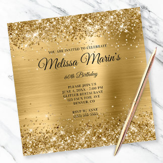 Imitate Gold Glitzer Foil Monogram 60. Geburtstag Einladung