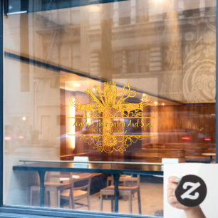 Imitate Gold Glitzer Friseur Salon und Wellness-Ce Fensteraufkleber
