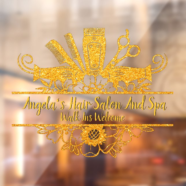 Imitate Gold Glitzer Friseur Salon und Wellness-Ce Fensteraufkleber (Blatt 2)