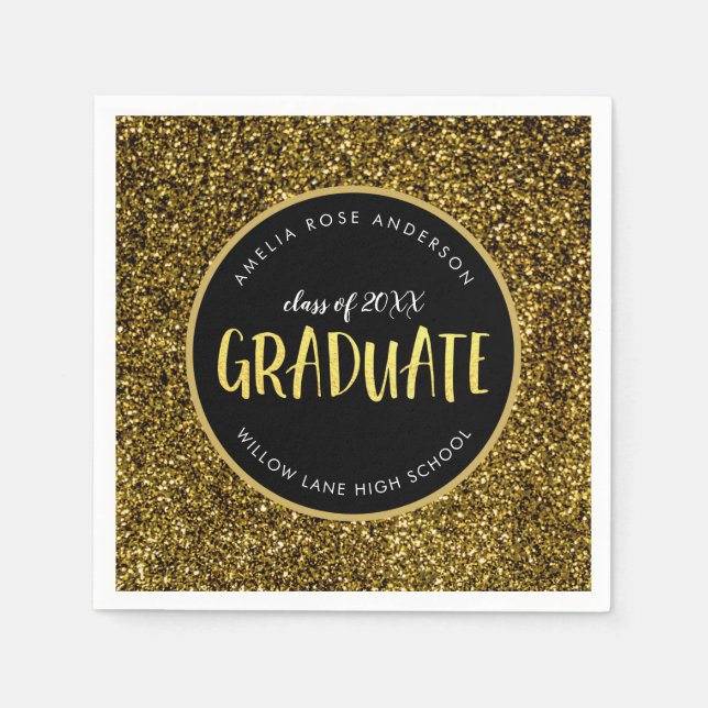 Imitate Gold Glitzer Graduate Abschluss Serviette (Vorderseite)