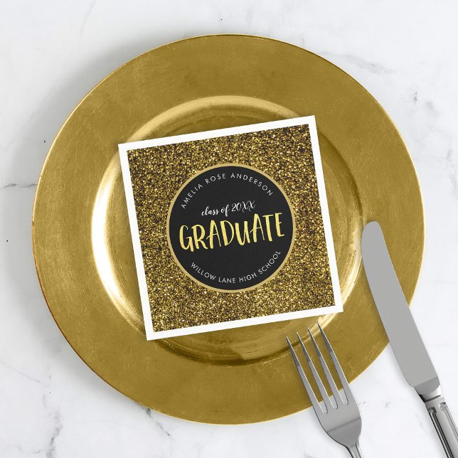 Imitate Gold Glitzer Graduate Abschluss Serviette (Von Creator hochgeladen)