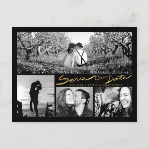 Imitate Gold Glitzer Handwrite Rett unser Datum Po Ankündigungspostkarte