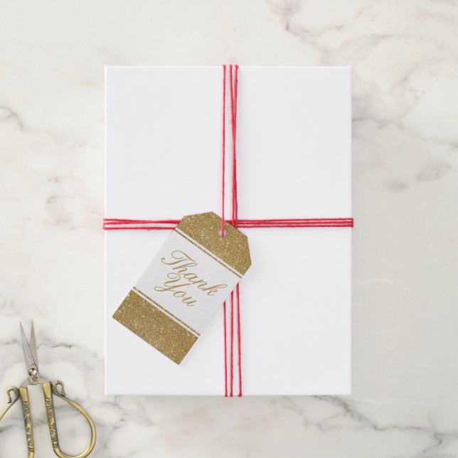 Imitate Gold Glitzer Hochzeit Danke, dass Sie Gift Geschenkanhänger (Mit Garn)