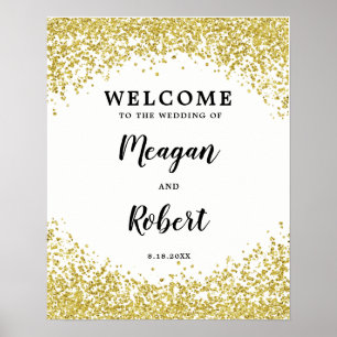 Imitate Gold Glitzer Hochzeitsempfang Weiß Poster