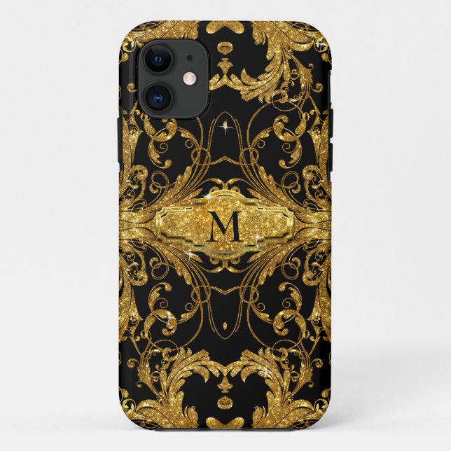 Imitate Gold Glitzer Jugendstil Case-Mate iPhone Hülle (Rückseite)