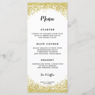 Imitate Gold Glitzer Konfetti Hochzeitskarte Menükarte