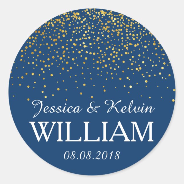 Imitate Gold Glitzer Konfetti/Punkte mit Nav Runder Aufkleber (Vorderseite)