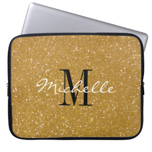 Imitate Gold Glitzer kundenspezifische Monogramm L Laptopschutzhülle