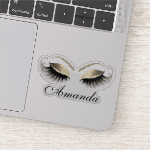 Imitate Gold Glitzer Makeup Artist Lashes Name Aufkleber