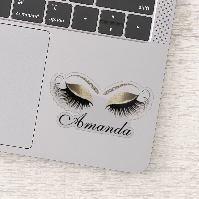 Imitate Gold Glitzer Makeup Artist Lashes Name Aufkleber (Detail)