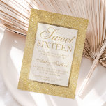 Imitate Gold Glitzer Moderne elegante Sweet 16 Einladung<br><div class="desc">Eine moderne,  hübsche schicke und elegante Imitate Gold Glitzer Dusche Sweet 16 Geburtstagsfeier Einladung mit Gold und eleganten Goldrahmen Perfekt für eine Prinzessin 16 . Geburtstag,  perfekt für sie,  die modische Liebe moderne Muster und Glanz</div>