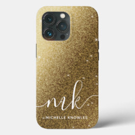Imitate Gold Glitzer Name und Monogramm Case-Mate iPhone Hülle