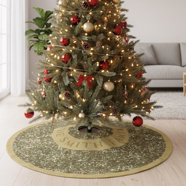 Imitate Gold Glitzer Name Weihnachtsbaum Rock Polyester Weihnachtsbaumdecke (Effortlessly transform your Christmas tree into a stunning focal point. Add your family name)
