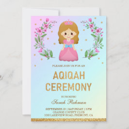 Imitate Gold Glitzer Niedlich Pink Princess Aqiqah Einladung