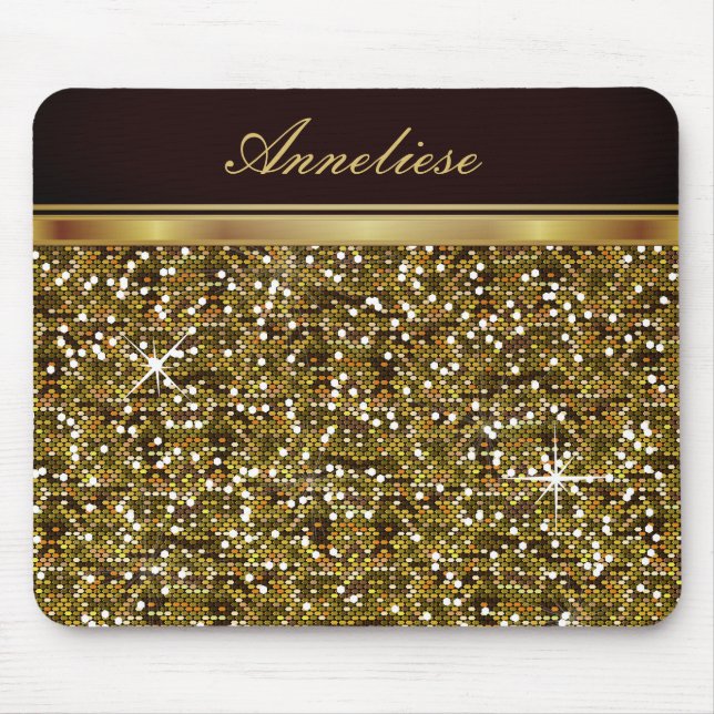 Imitate Gold Glitzer - Personalisiert Mousepad (Vorne)
