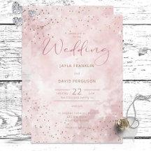 Imitate Gold Glitzer & Pink Moderne Einladung zur